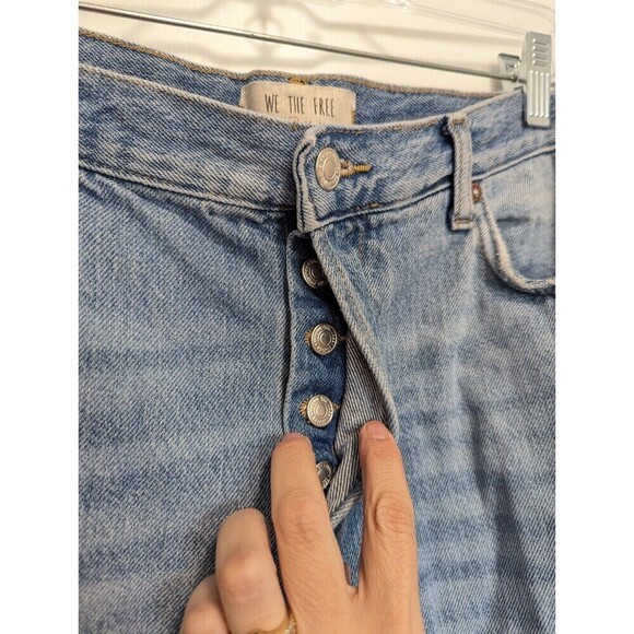 Free People Maggie Jeans Women Size 27 Blue Straight Leg Ankle Distressed Boho - Picture 5 of 11